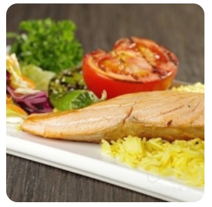 Fried salmon with rice